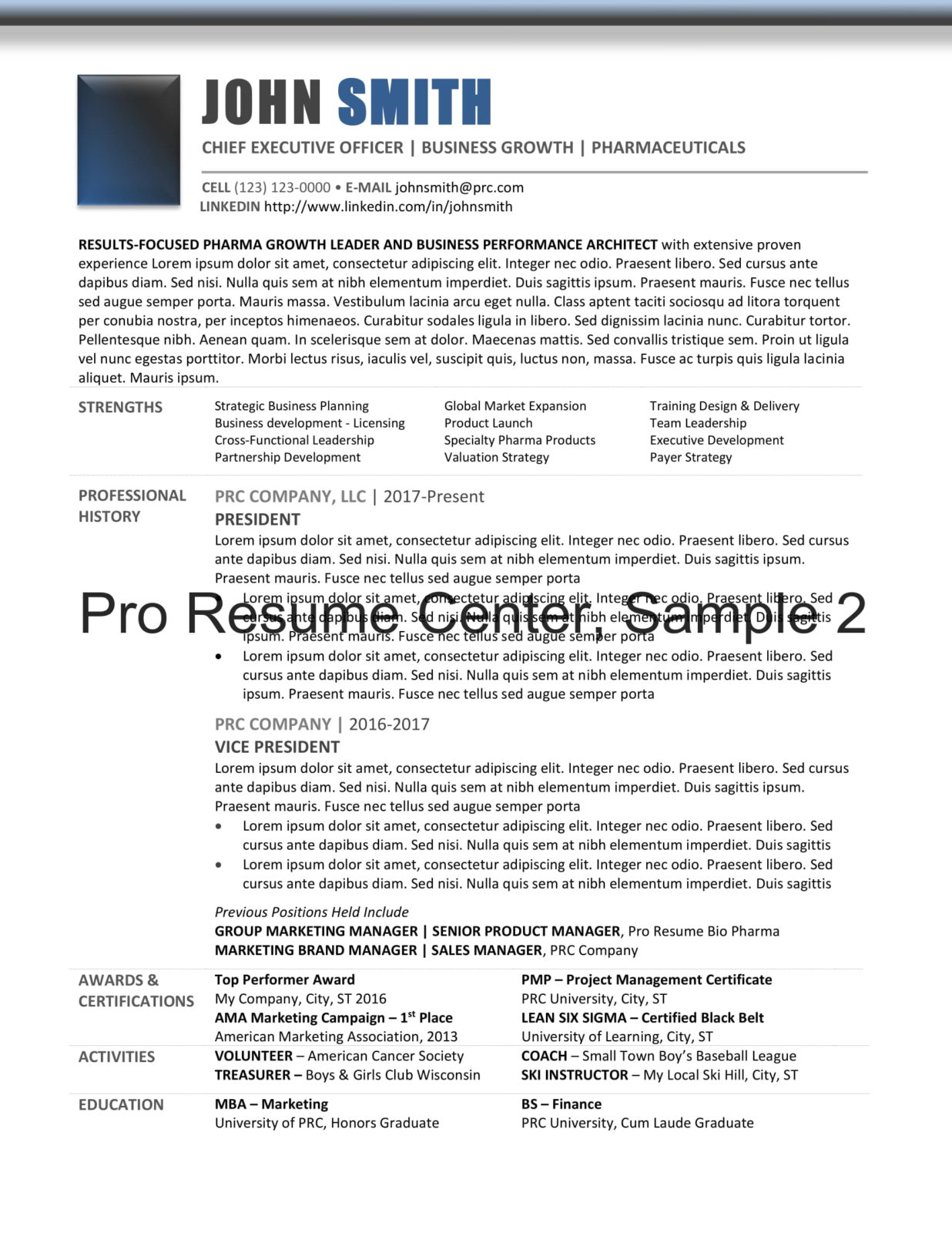 Resume Format Sample 2